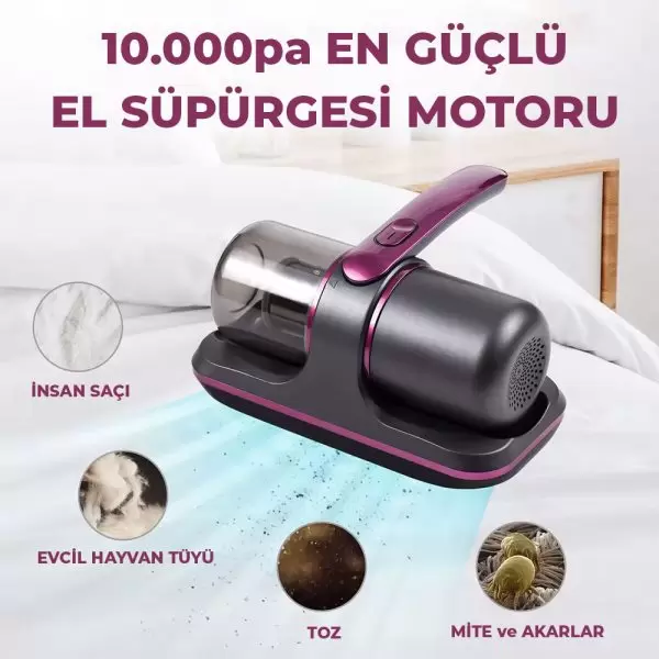 10.000Pa Güçlü Mite & Akar Temizleme El Süpürgesi